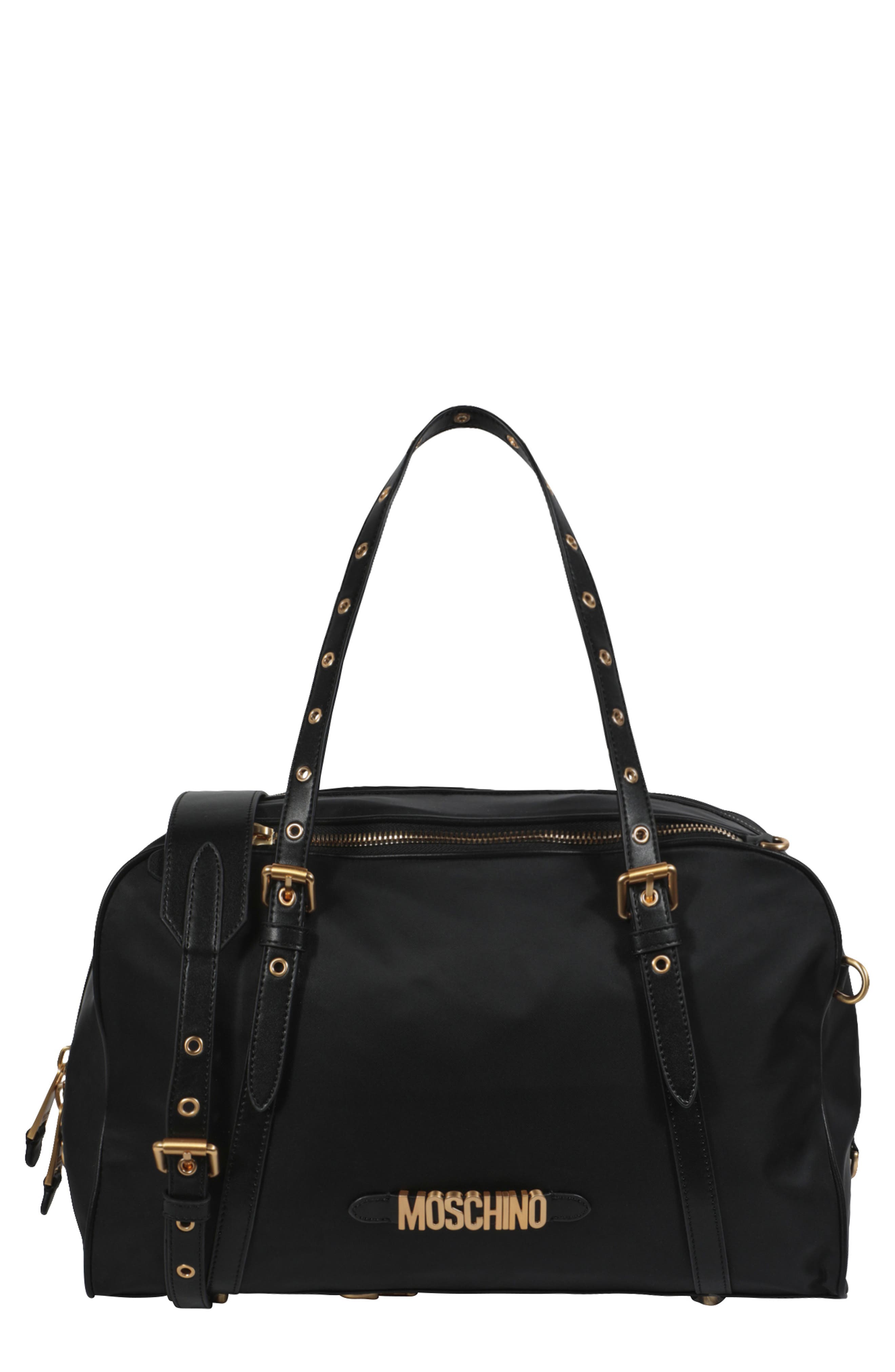 Moschino Logo Duffle Bag, Main, color, 