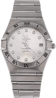 Pre-Owned Omega Constellation Co-Axial Chronometer Automatic Watch Stainless Steel with Diamond Markers 35