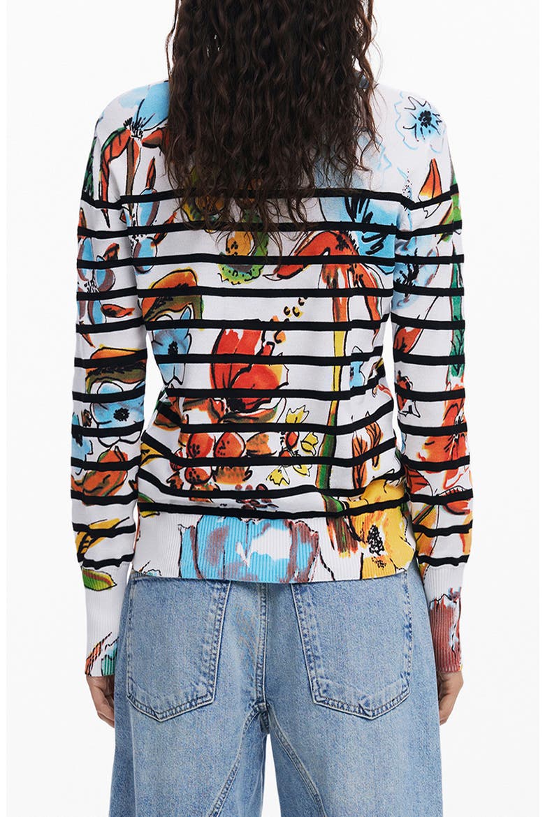 Stripe Floral Sweater, Alternate, color, WHITE MULTI
