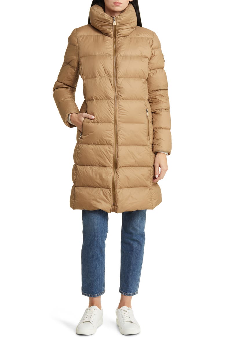 Hooded Down Puffer Coat, Main, color, CLASSIC CAMEL