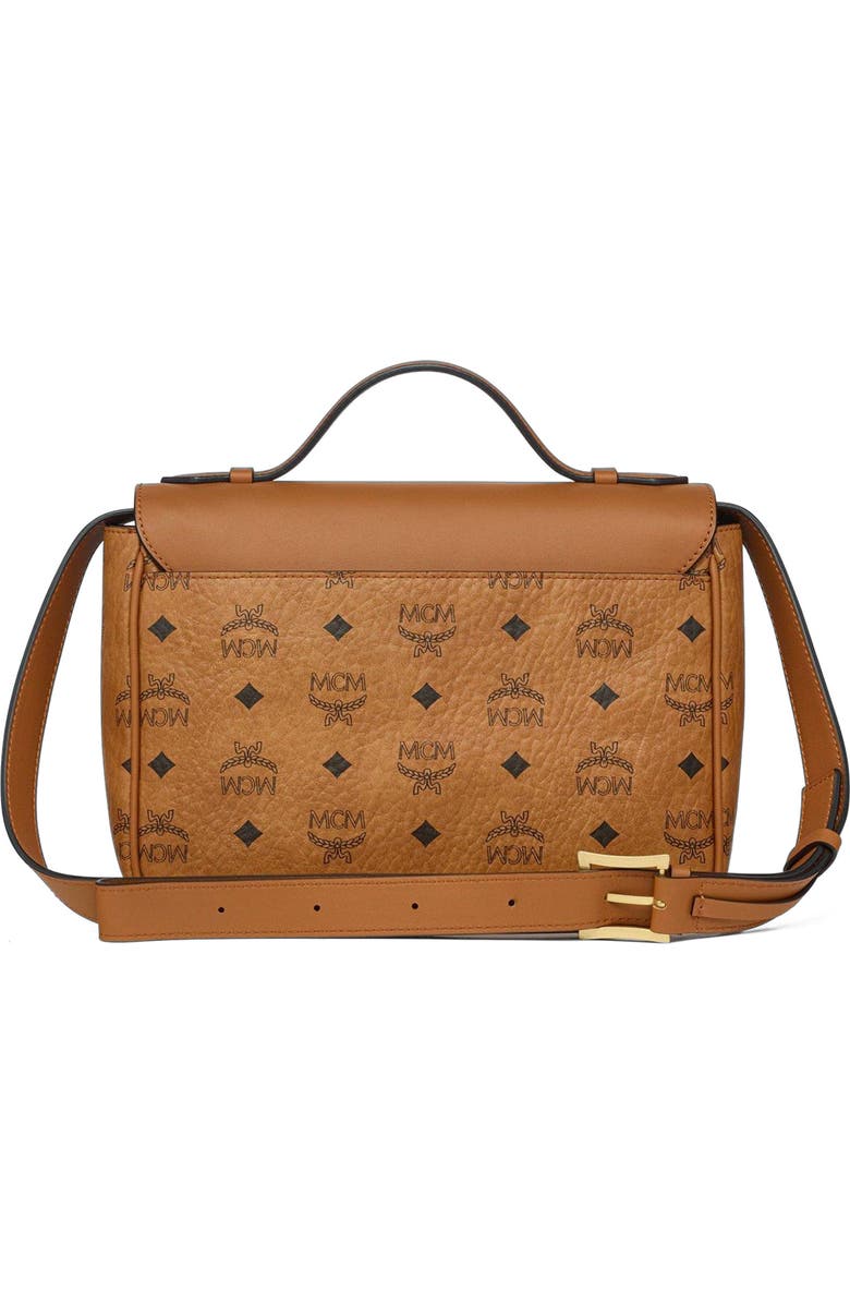 MCM Tracy Satchel in Visetos Leather Mix, Alternate, color, Cognac