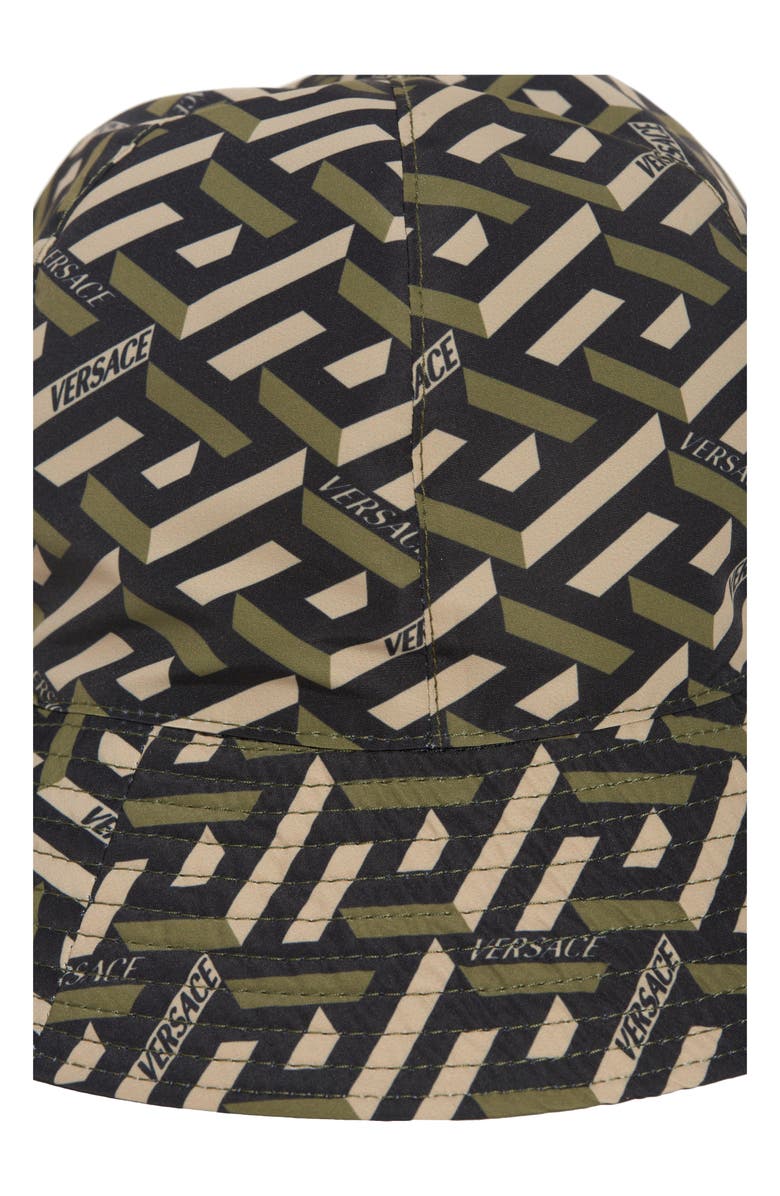 Versace La Greca Monogram Bucket Hat, Alternate, color,