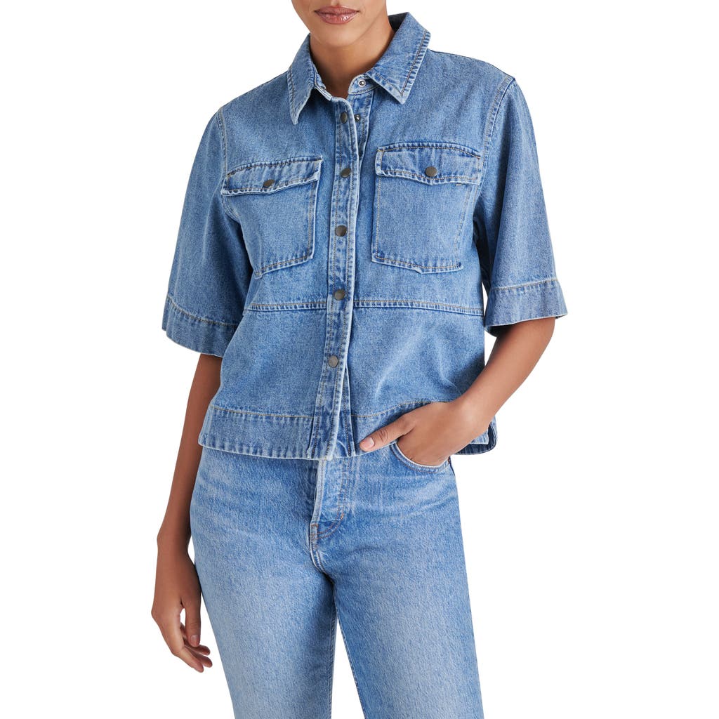 Steve Madden Eliana Denim Shirt In Medium Blue