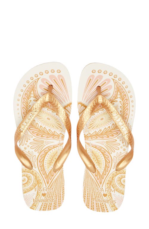 Havaianas X Farm Rio Papillon Flip Flop In Golden