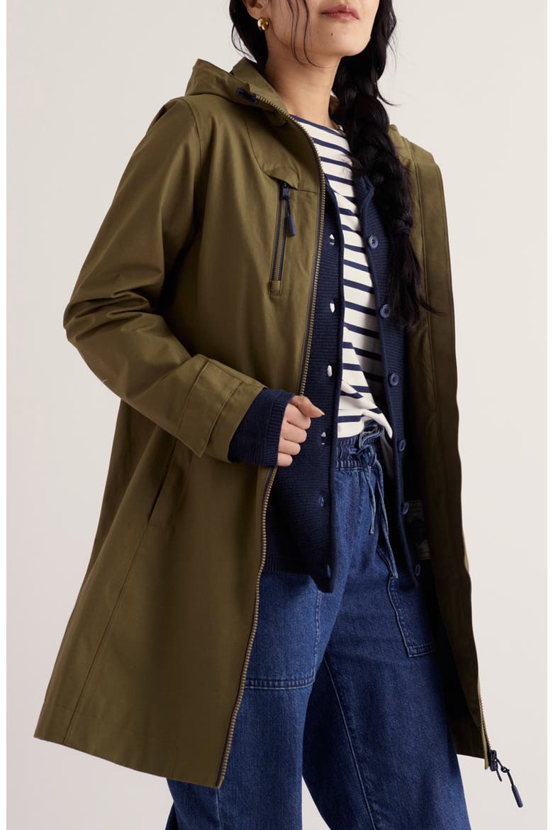 Coverack Waterproof Organic Cotton Raincoat with Removable Hood, Main, color, LAUREL