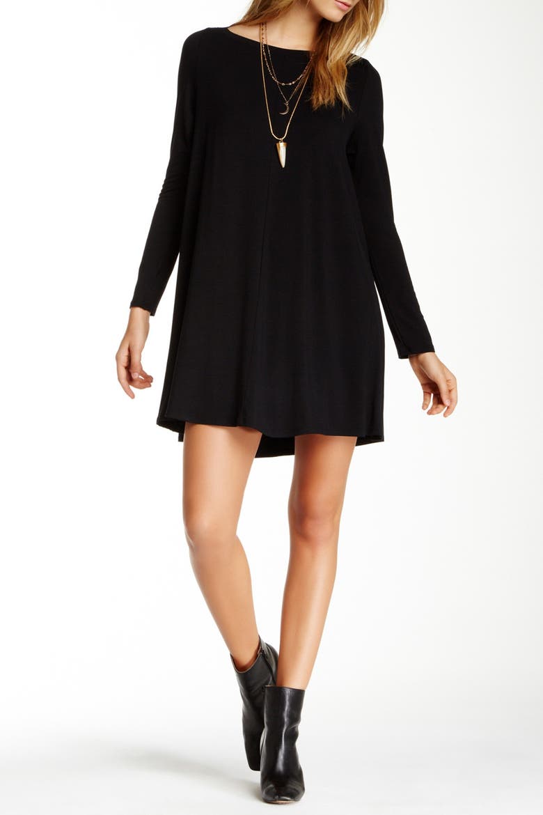 Long Sleeve Sweater Dress, Main, color, BLACK2