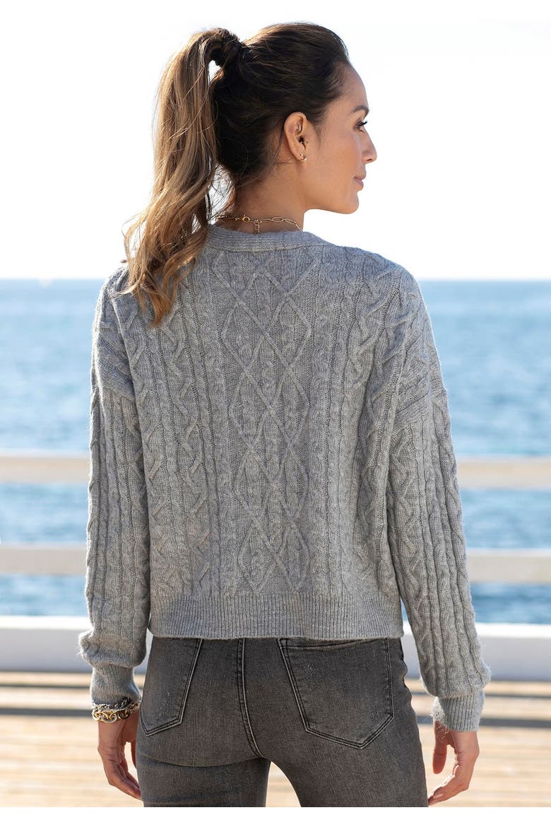 Cable Knit Cardigan, Alternate, color, Grey Heather