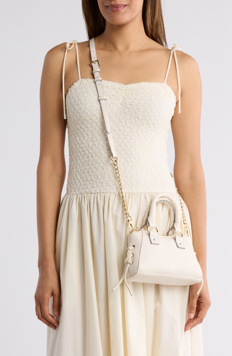 Madden Girl Whipstitch Top Handle Mini Satchel, Alternate, color, Linen