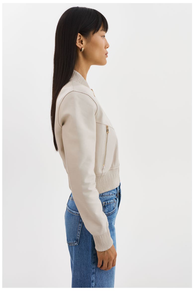 Kordella | Reversible Leather Bomber Jacket, Alternate, color, Bone