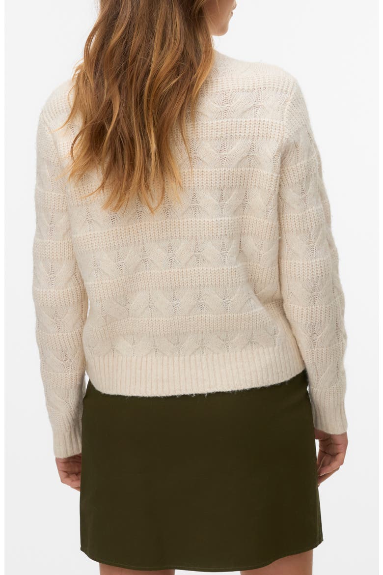 Virgo Cable Stripe Mock Neck Sweater, Alternate, color, BIRCH