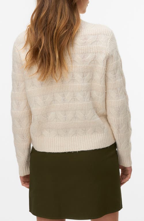 Vero Moda Virgo Cable Stripe Mock Neck Sweater In Brown