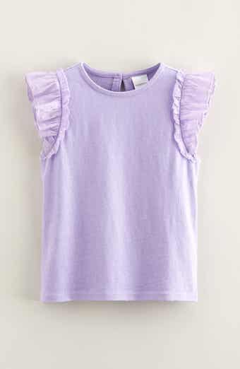 Nordstrom Kids' Ruffle Sleeve Cotton & Linen Top
