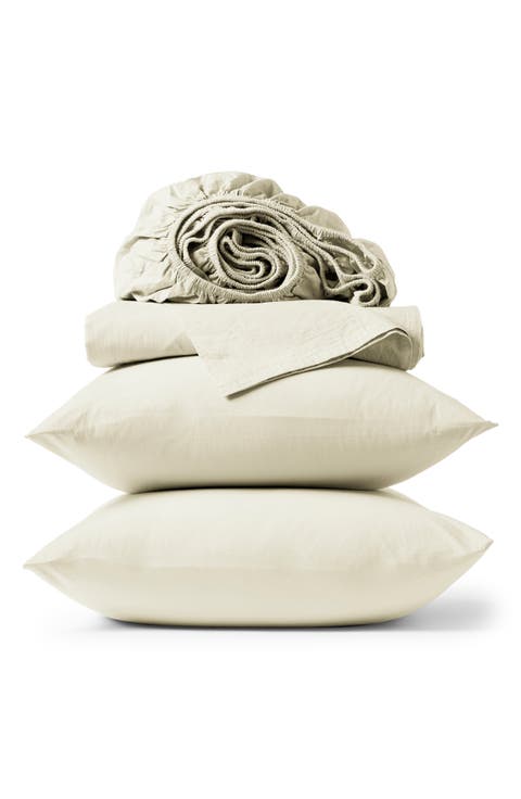 Crinkled Organic Cotton Percale Sheet Set