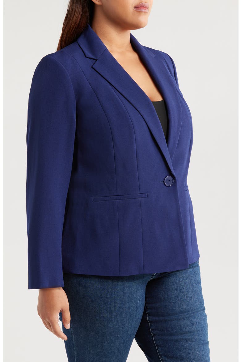One Button Blazer, Alternate, color, KASPER NAVY