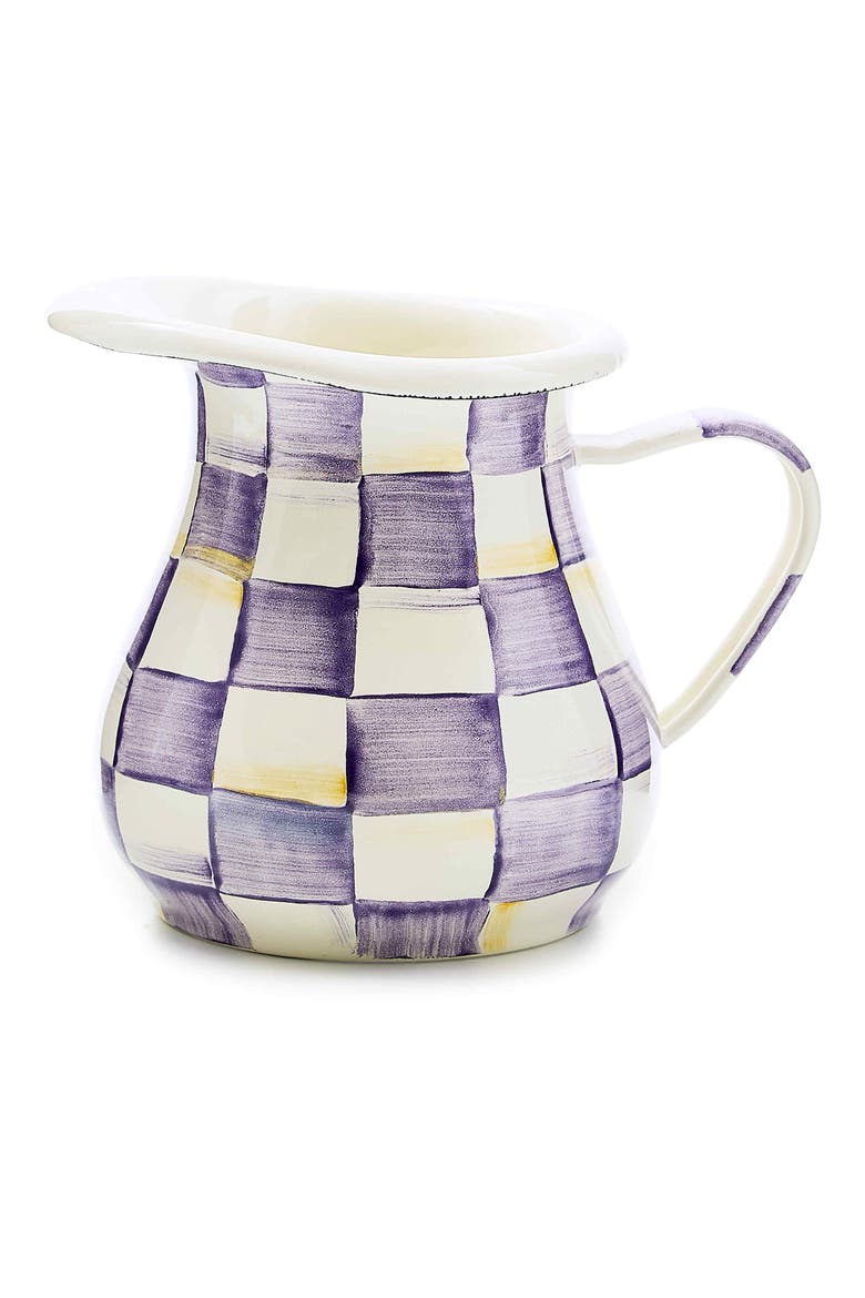 Violet Check Enameled Steel Creamer Jug, Main, color, VIOLET