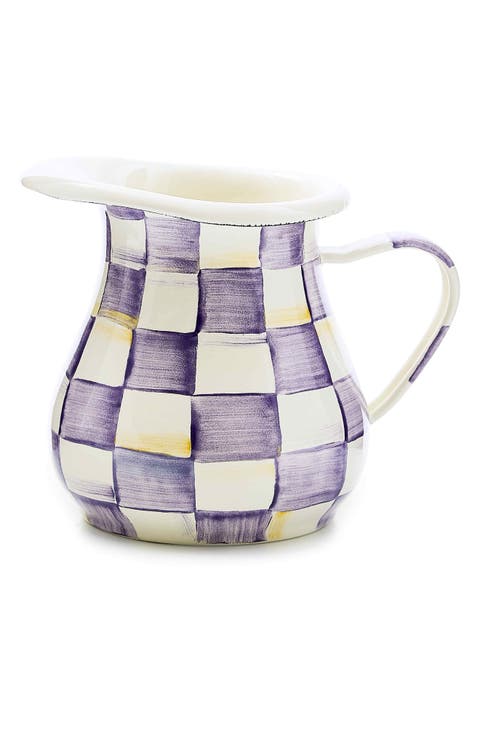 Violet Check Enameled Steel Creamer Jug