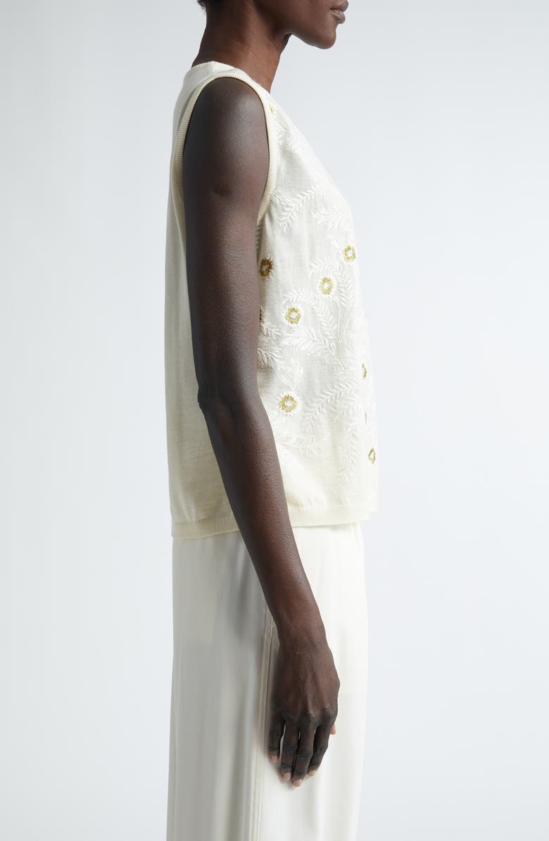 Giambattista Valli Floral Embroidered Cashmere & Silk Knit Top, Alternate, color, 