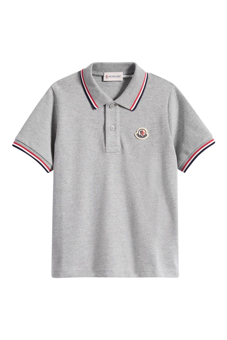 Kids' Tipped Cotton Piqué Polo, Main, color, GREY