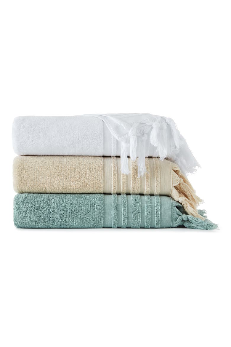 Ava Tied Fringe Bath Towel, Alternate, color, BRIGHT WHITE