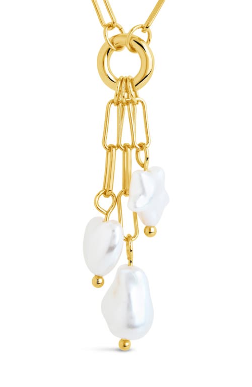 Sterling Forever Sabrina Mixed Pearl Charm Necklace In Gold