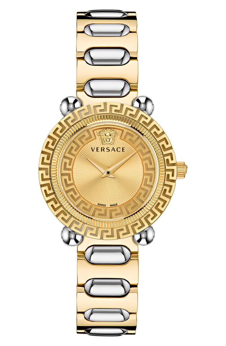Versace Greca Twist Bracelet Watch, 35mm, Main, color, Two Tone