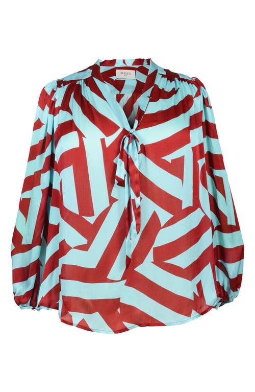 MAYES NYC MAYES NYC ROSEN TIE NECK PUFF SHOULDER BLOUSE