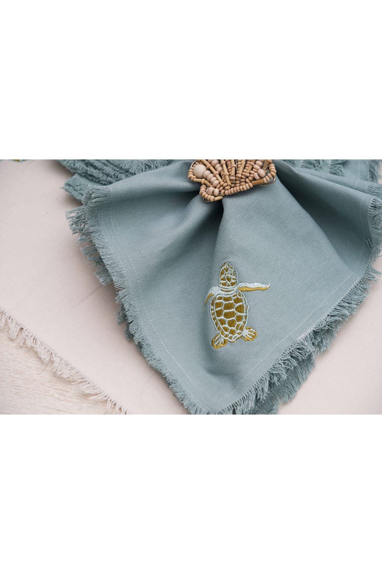 Set of Four Embroidered Baby Sea Turtle Napkins, Alternate, color, Blue
