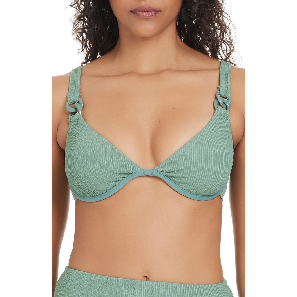 Sanctuary Textured Underwire Bikini Top In Green