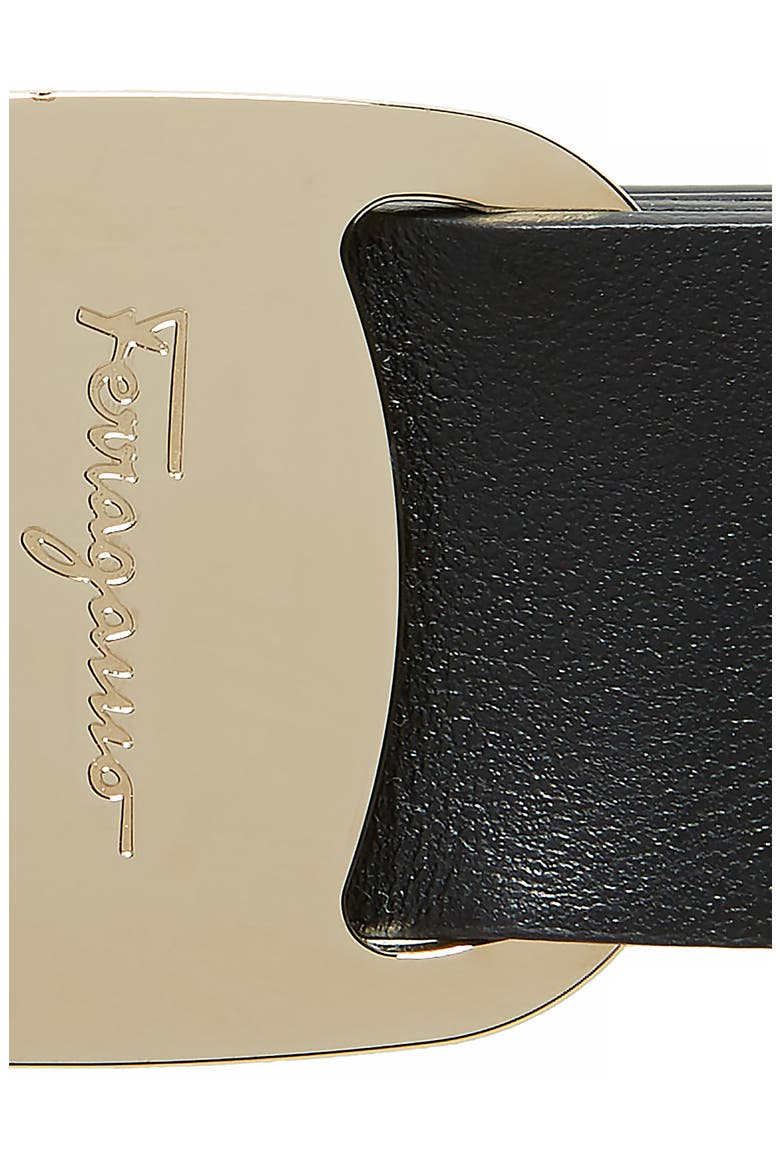 Salvatore Ferragamo New Vara Bow Leather Belt, Alternate, color, NERO