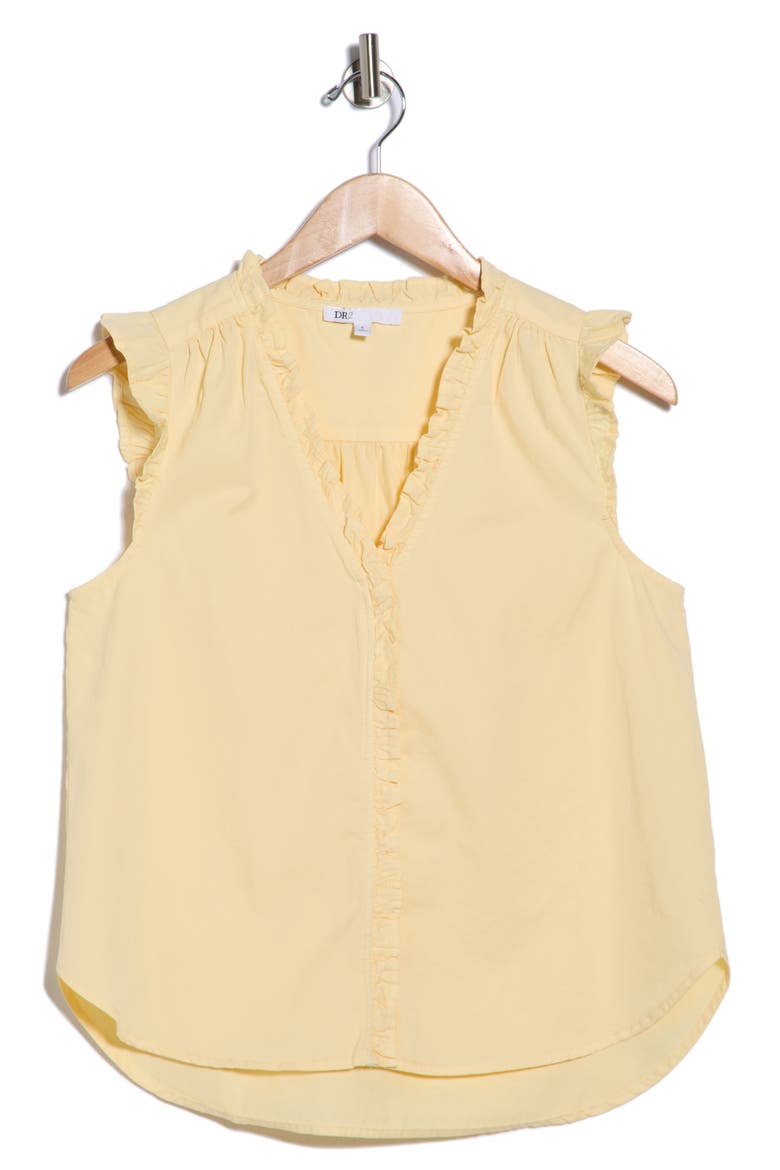 Ruffle Button-Up Top, Alternate, color, STRAW