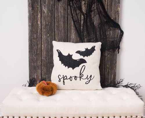 C & F Home C&f Home Bats Reversible Halloween Knitted Pillow, 20" X 20" In Black
