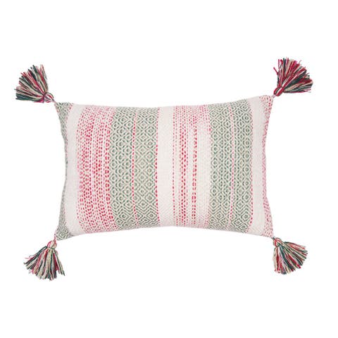 Cozy Nordic Christmas Red & Green Accent Pillow, 14" x 22"