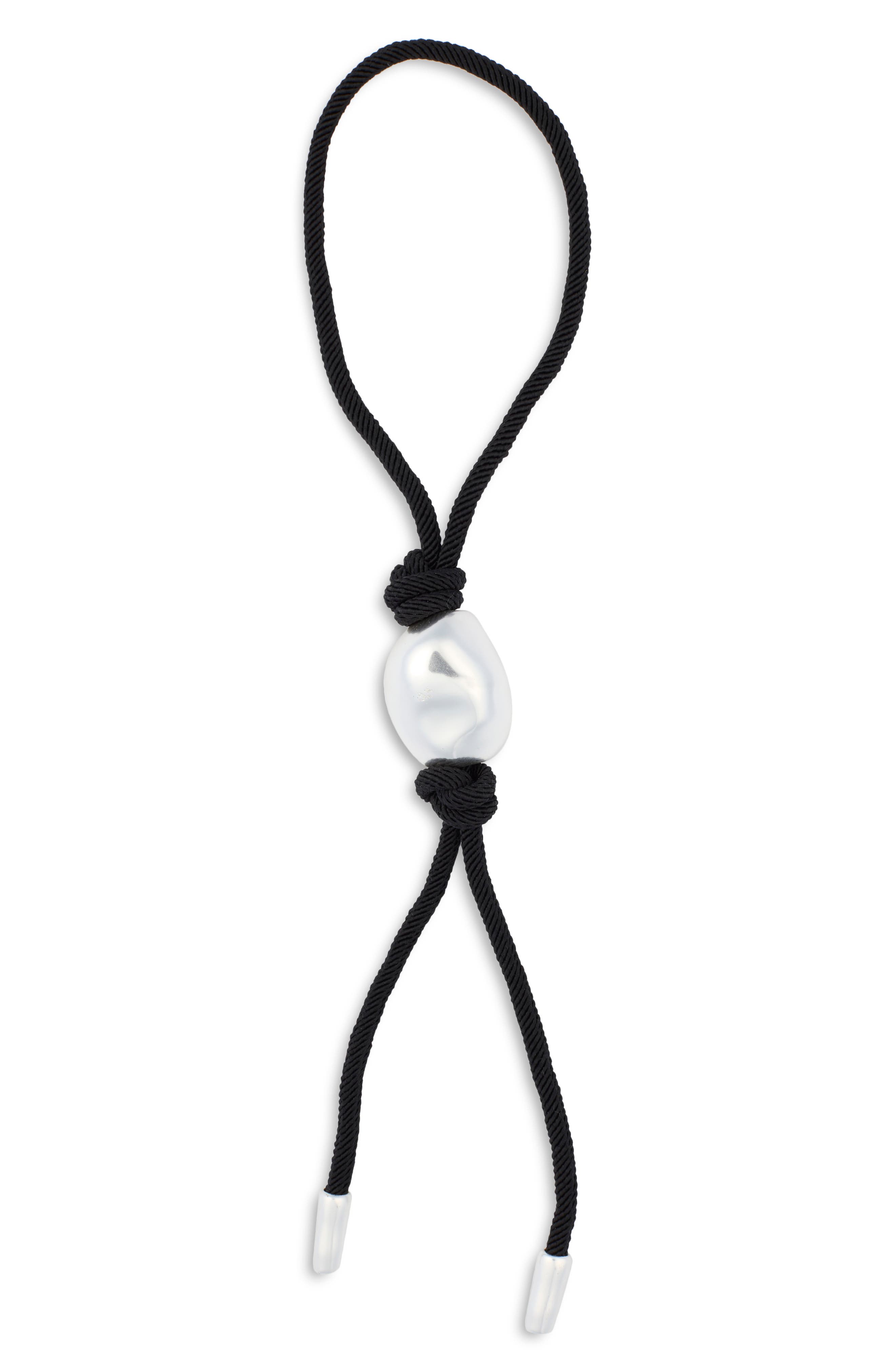 Sculpted Bead Cord Bag Charm, Main, color, TRUE BLACK