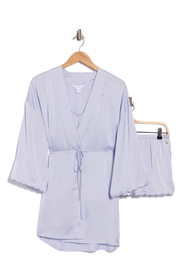 3-Piece Short Pajamas & Robe Set, Alternate, color, BLUE LOTUS