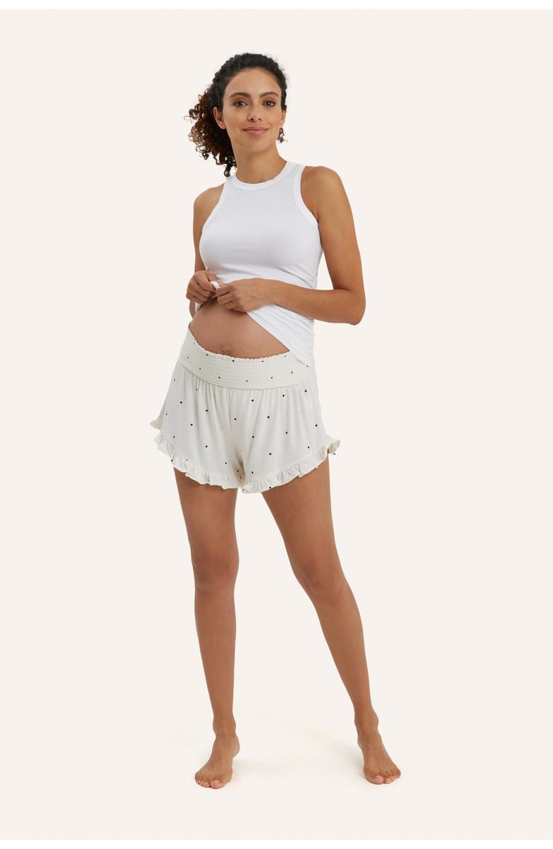 Nom Maternity Fleur Smocked Maternity Shorts, Main, color, Gardenia Dot