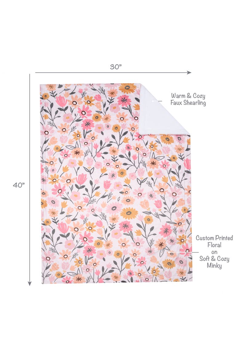 Little Garden Soft Luxurious Floral Warm Fleece Baby Blanket, Alternate, color, Pink