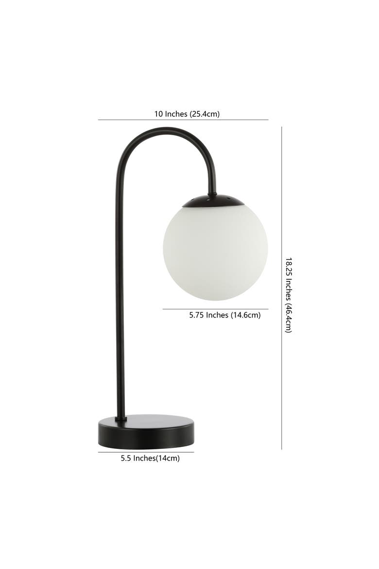 Arco Iron/Glass Minimalist Mid-Century Globe LED Table Lamp, Alternate, color, Black
