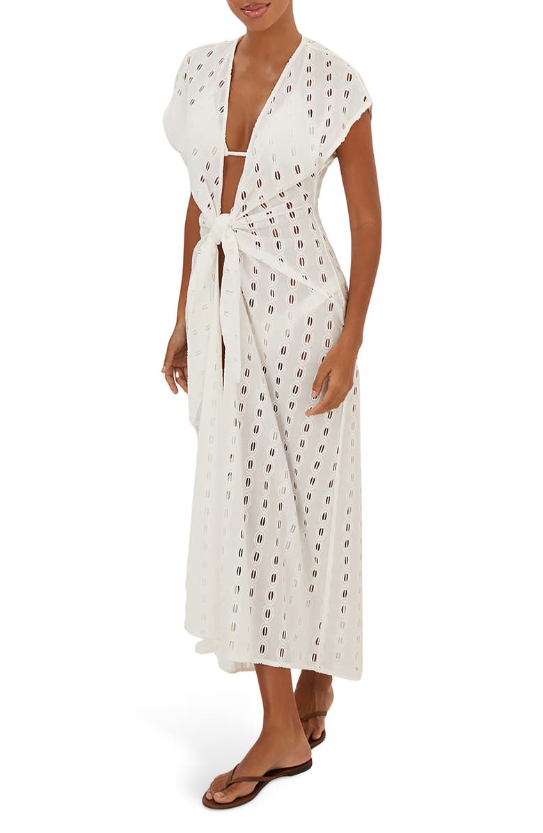 ViX Paula Hermanny Sasha Embroidered Eyelet Cotton Cover-Up, Main, color, 