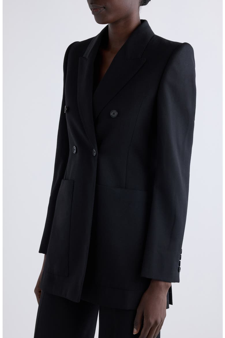 Double Breasted Wool Blazer, Alternate, color, BLACK