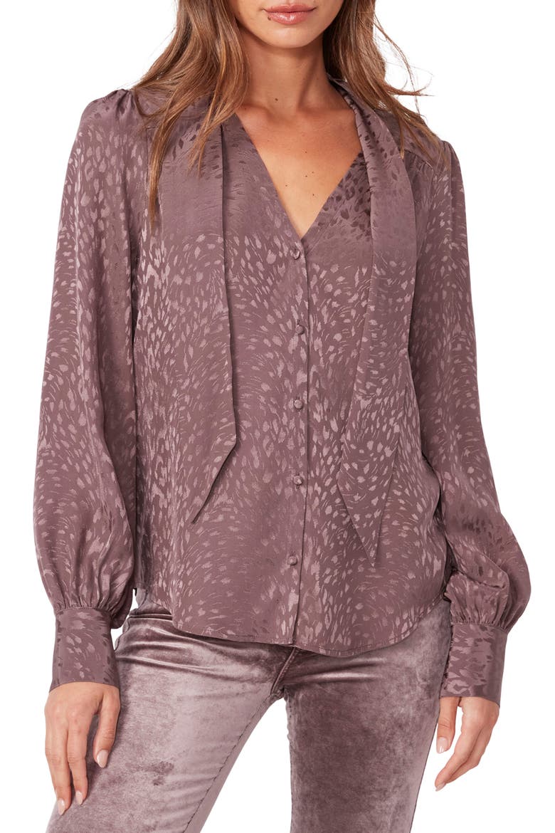 Cleobelle Tie Neck Silk Blouse, Alternate, color, TRUFFLE