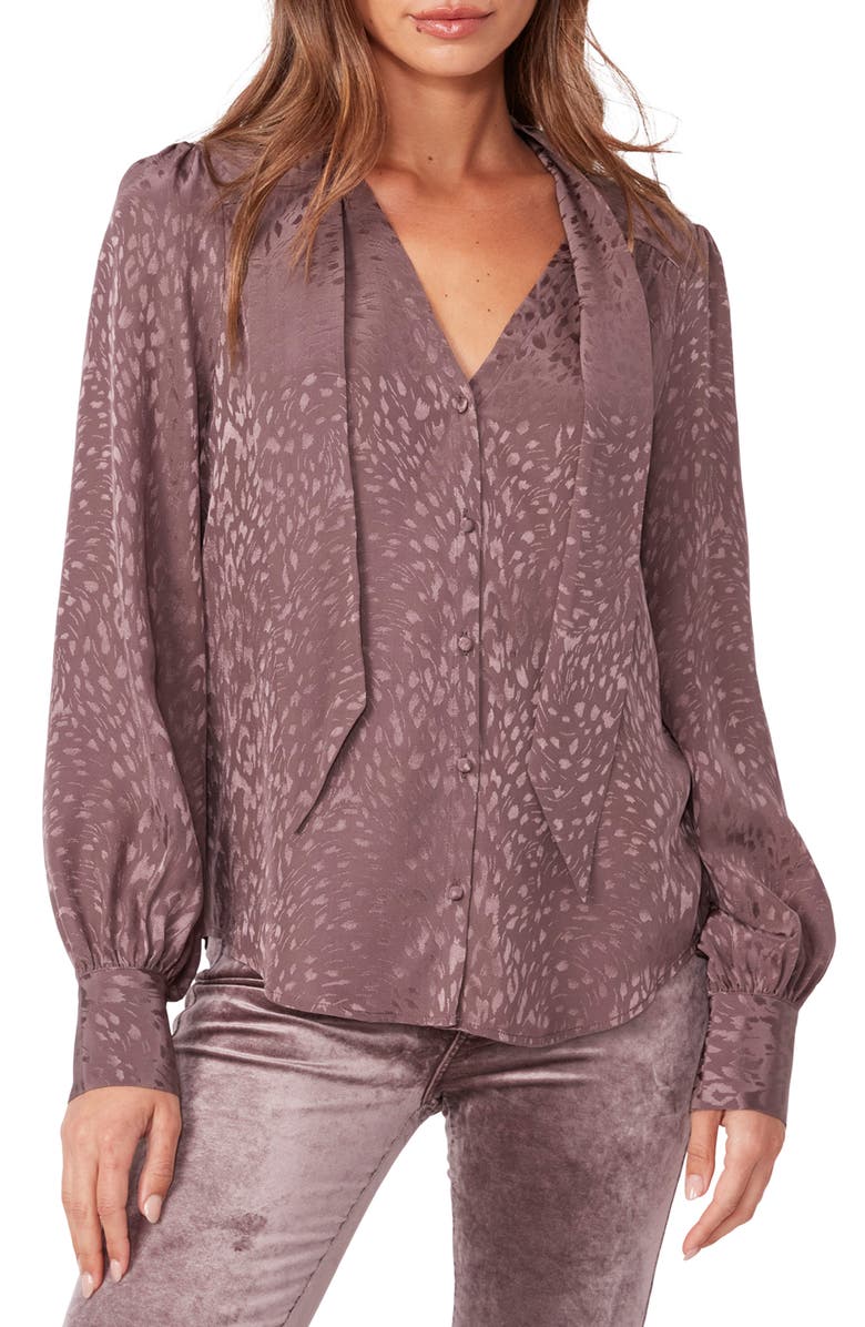 PAIGE Cleobelle Tie Neck Silk Blouse, Alternate, color,