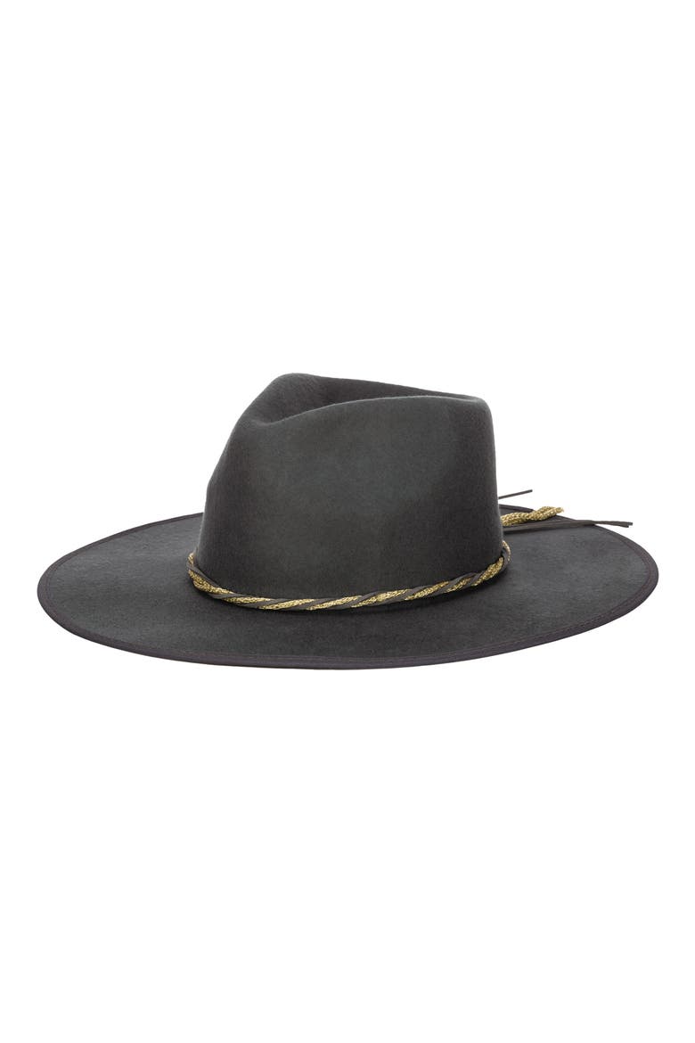 Chain Trim Felt Fedora, Main, color, CHARCOAL