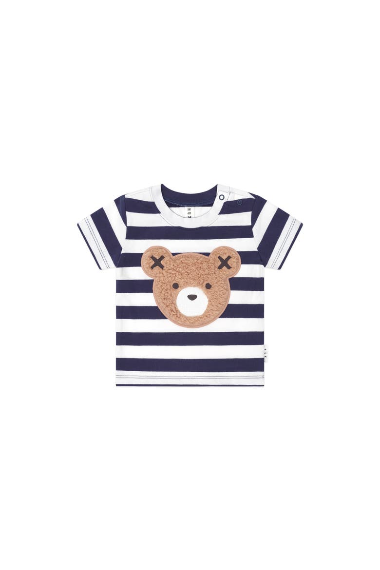 Furry Huxbear Stripe Tee, Main, color, Navy/Almond Milk