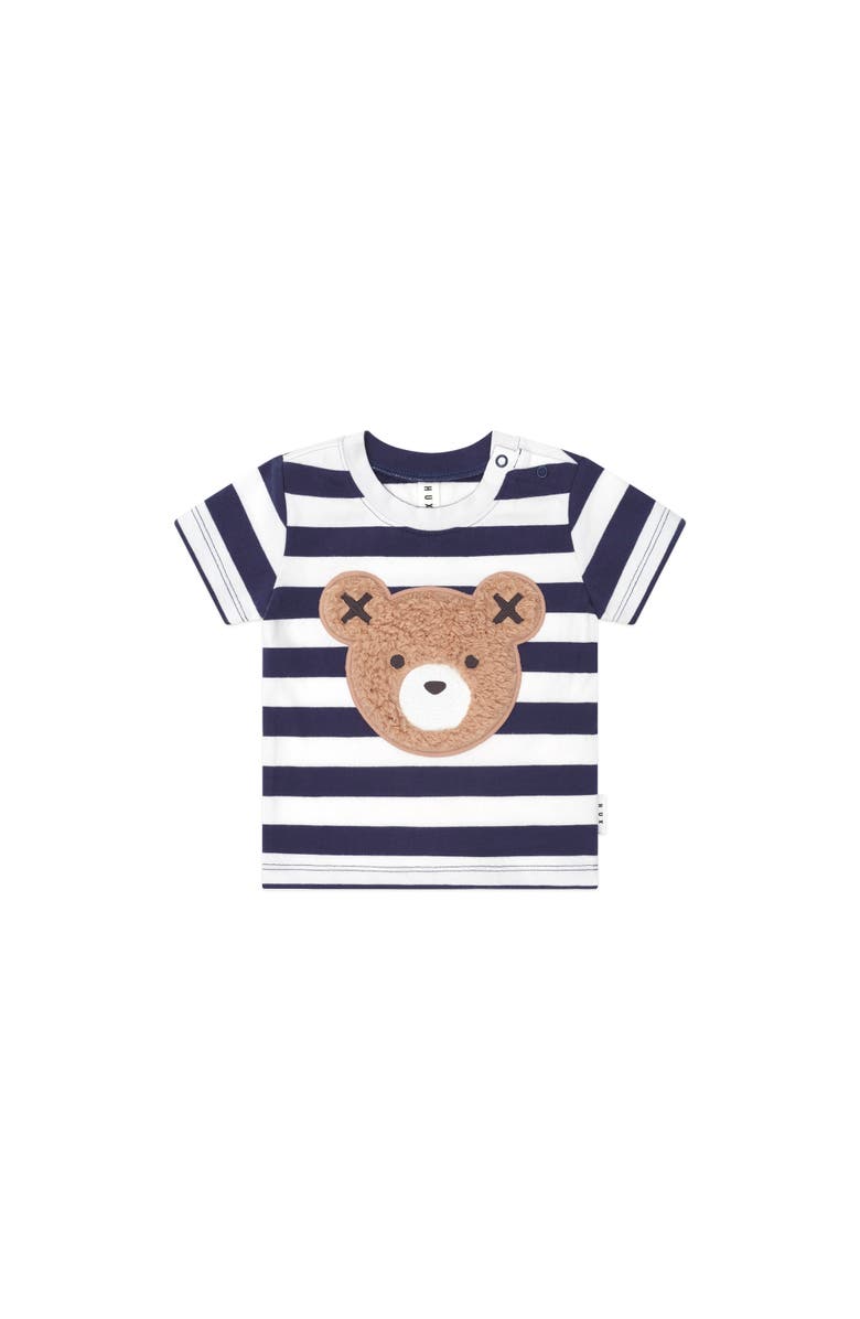 Huxbaby Furry Huxbear Stripe Tee, Main, color, Navy/Almond Milk