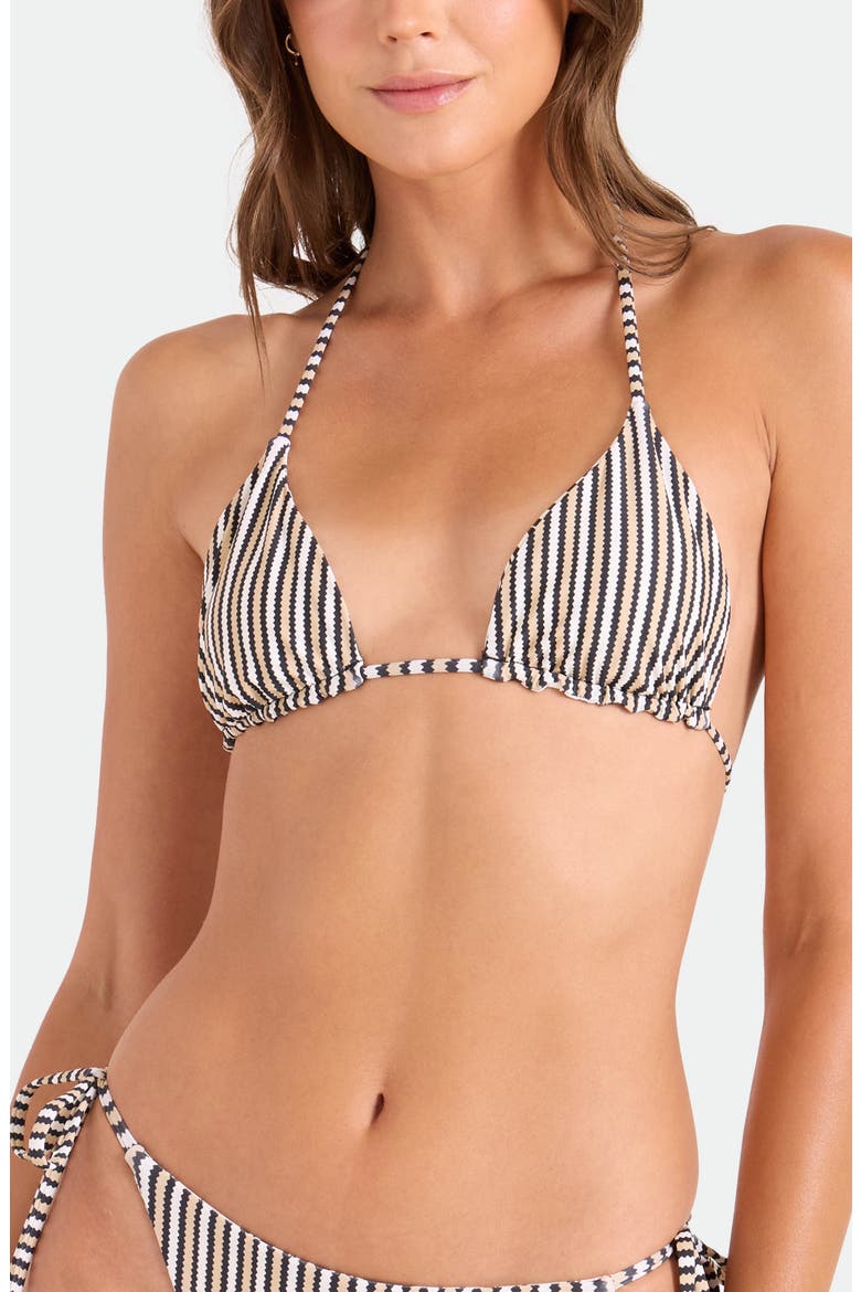Hibiscus Diamond Triangle Bikini Top, Alternate, color, BLACK ECRU