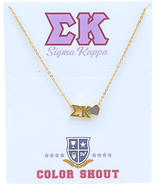 Color Shout Sigma Kappa Sorority Gold Heart Necklace