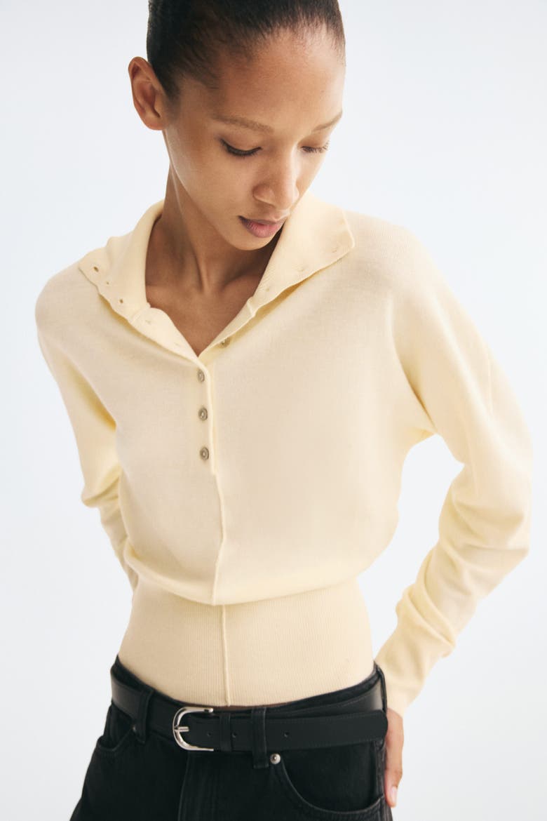 Fine-Knit Mock Turtleneck Sweater, Alternate, color, Light yellow