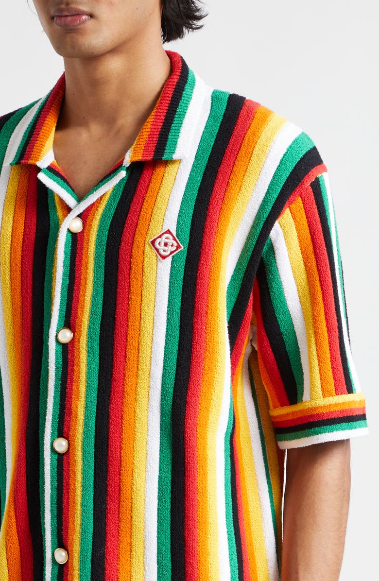 Casablanca Stripe Terry Cloth Camp Shirt, Alternate, color,