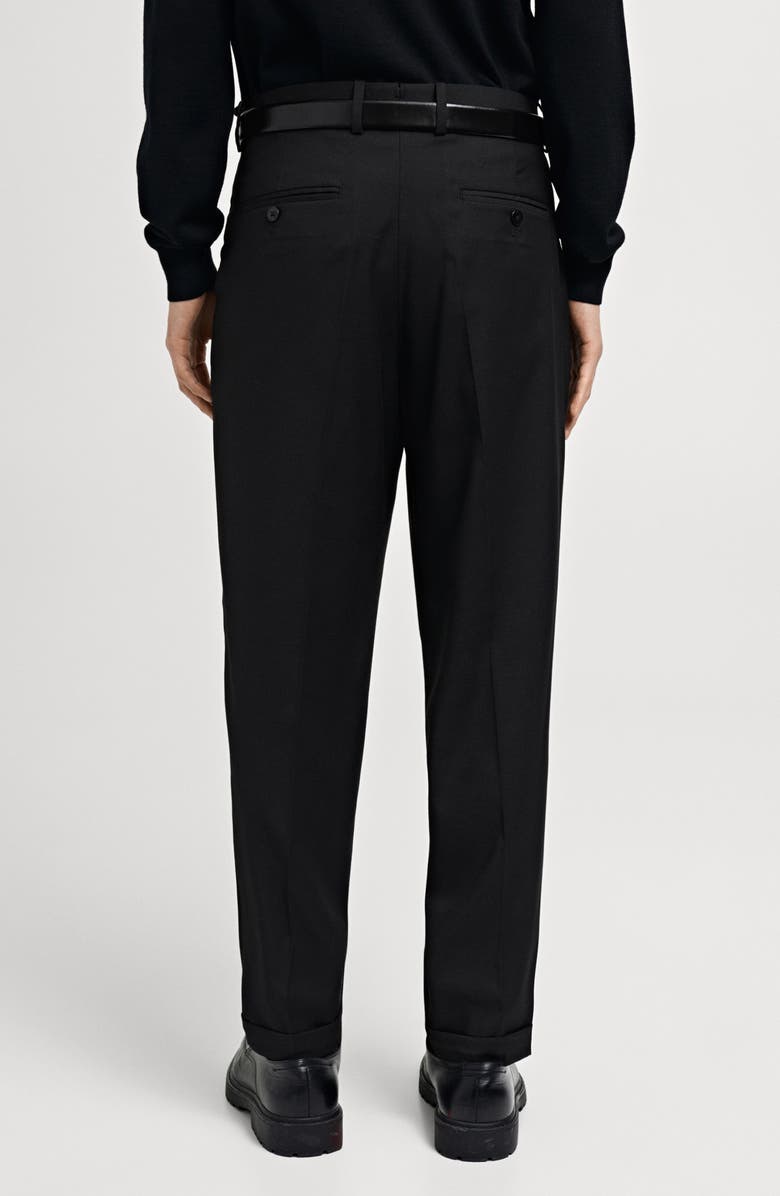 MANGO Slim Fit Pleated Black Stretch Dress Pants, Alternate, color, 
