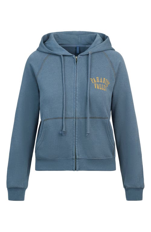 Skims Lighweight Fleece Zip Hoodie In Harbor